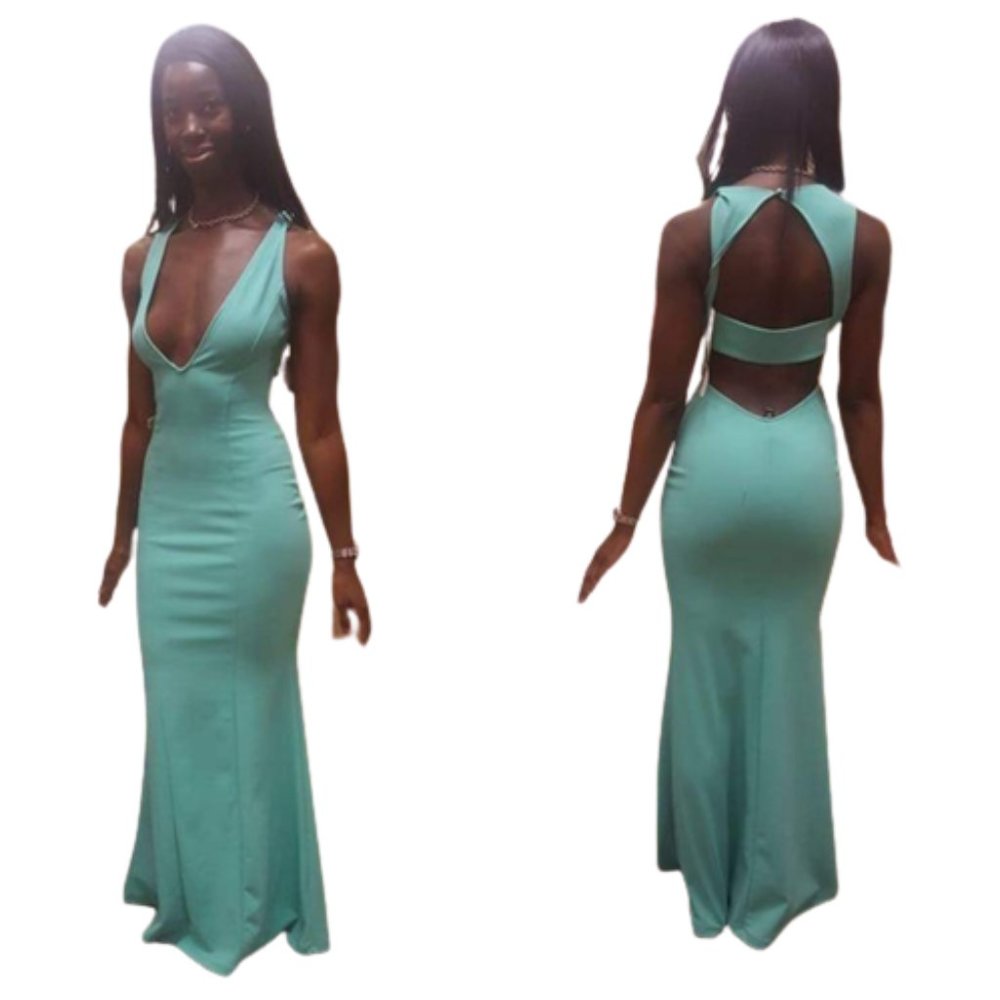 Windsor Mint V neck maxi dress